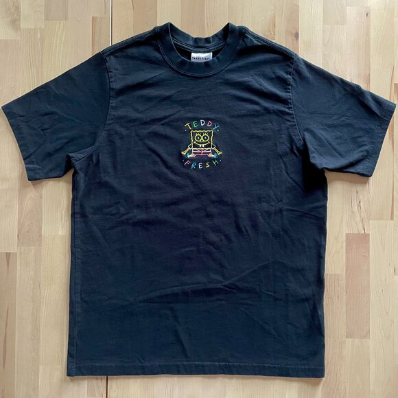 Share Teddy Fresh SpongeBob Black Short Sleeve T-Shirt with Embroidery size XS - Picture 1 of 4